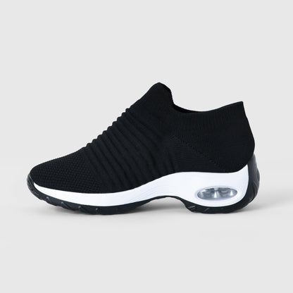 Breathable No-Tie Stretch Shoes - Black White